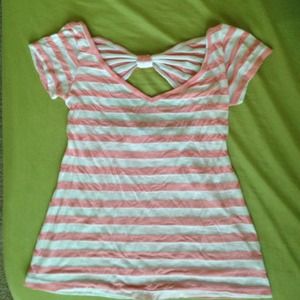 pink (salmon) & white striped shirt