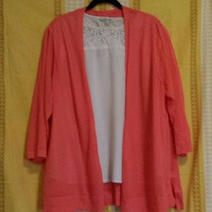 JM Womens 3/4 sleeve coral sweater