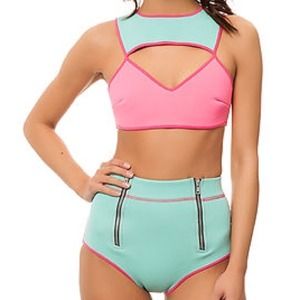 Time Frame Bikini Set in Pink and Aqua -NEVER WORN