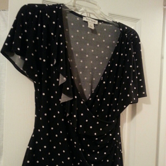 Black and white poke a dot shirt with cute flare s