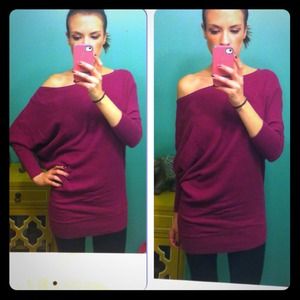 Asymmetrical off the shoulder sweater