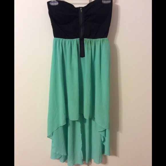 Black and Teal High Low Dress