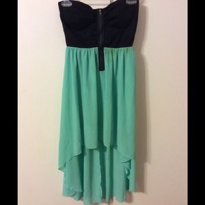 Black and Teal High Low Dress