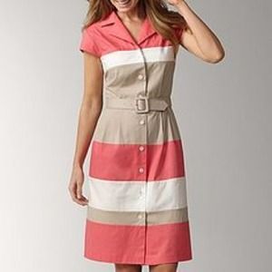 Striped Button-down Shirt-style Dress