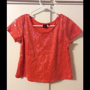 Orange Sequin Crop Top