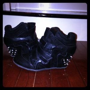 Studded sneaker wedges.