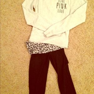Pink crew neck and crop legging combo