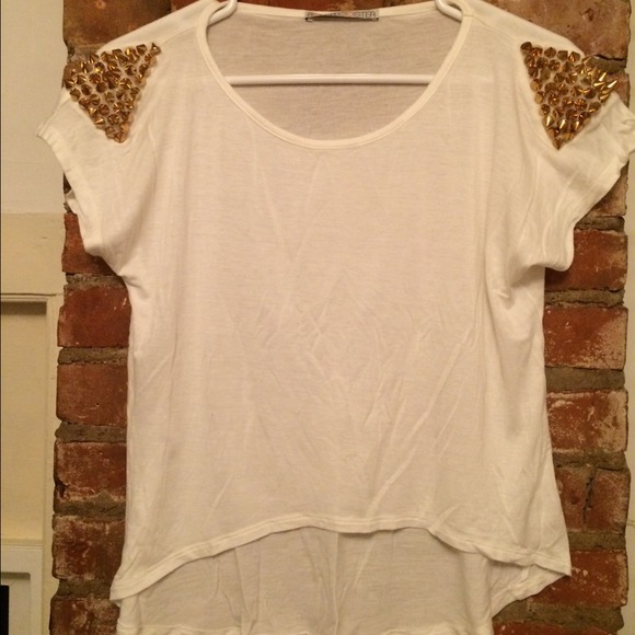 White and gold studded top