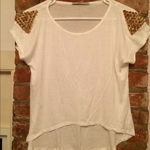 White and gold studded top