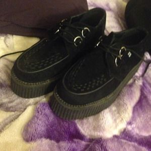 T.U.K suede black platform creepers
