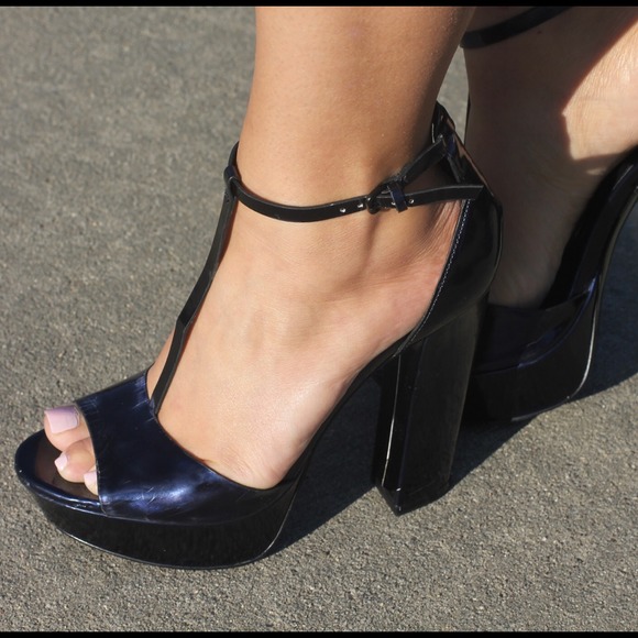 Zara Metallic Blue Platform Heels!