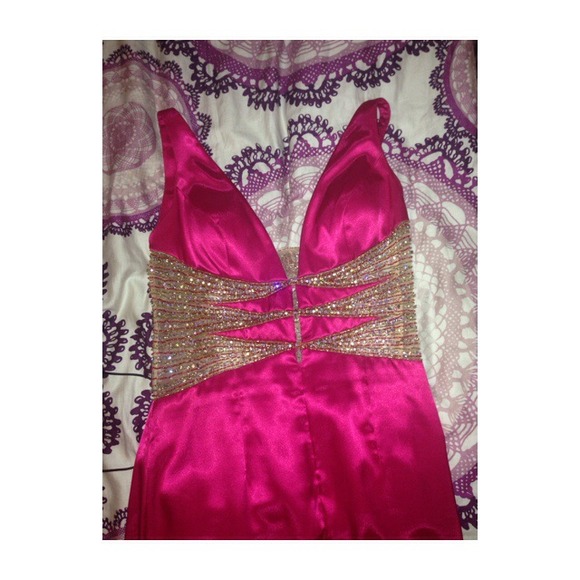 Pink and gold sherri hill gown/prom dress