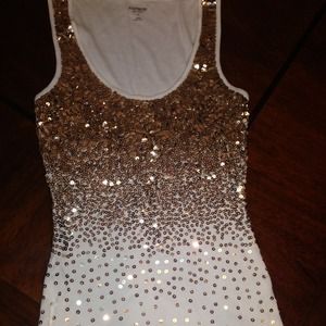Sequined gold tank top