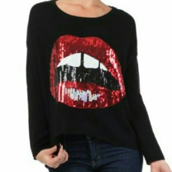 Sequined lips sweater