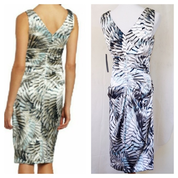 🎉HP NWT GorgeousV-Neck ruched Satin Sheath dress - Picture 2 of 4
