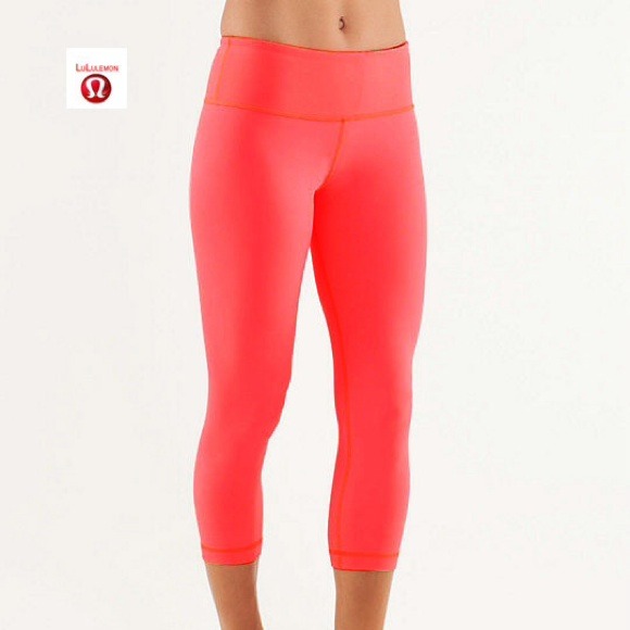 Bright orange/ salmon Lululemon Wunder Under Pants