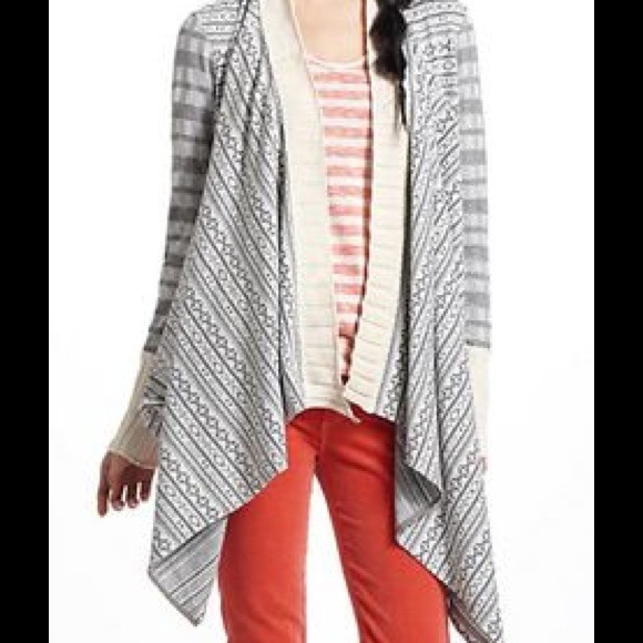 Anthropologie Intarsia Wrap Cardigan