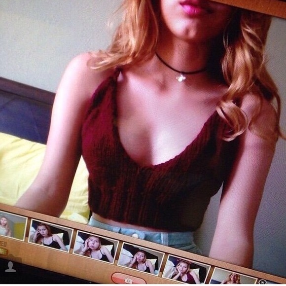 Hand-knit burgundy Bralette