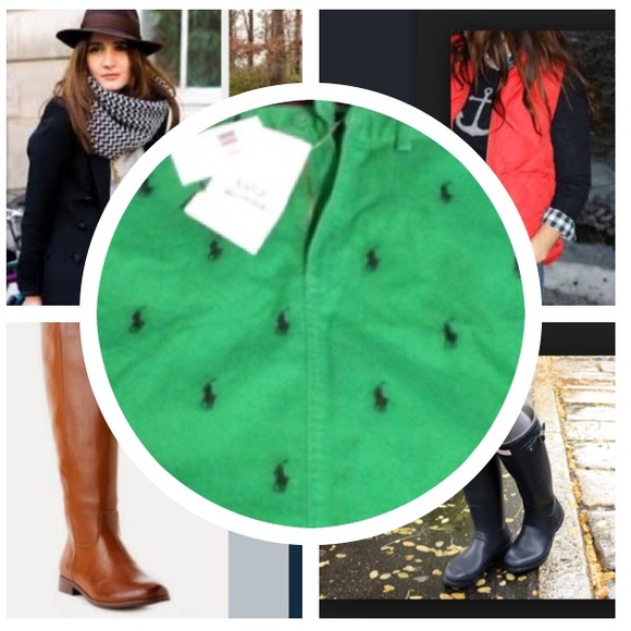 RL Logo Mini-Cute Preppy green/navy miniskirt Sz 8