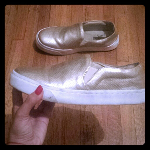 Steve Madden gold snake print slip on sneakers