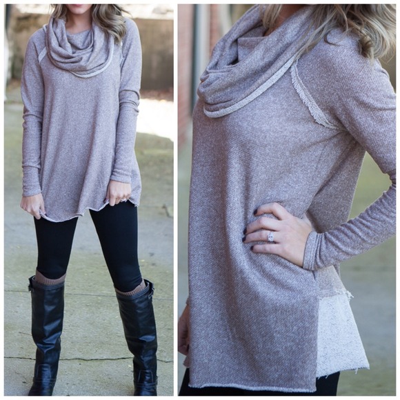 SOLD OUT! Cowl turtleneck loose knit tunic - Picture 3 of 3