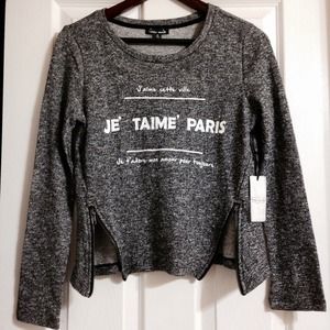 NEW! Je' Taime' Paris Side-Zip Sweater