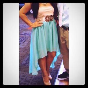 Strapless Mint High Low Dress