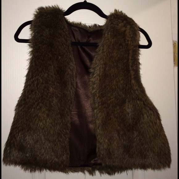 Chocolate brown Bakers faux fur vest