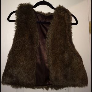 Chocolate brown Bakers faux fur vest
