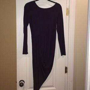 Drape midi navy blue dress