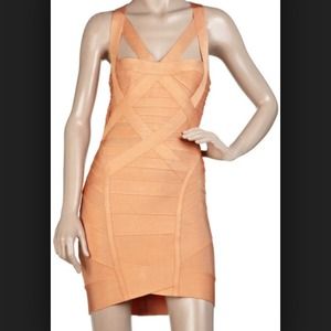 Orange cut out bandage dress