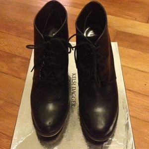 Kelsi Dagger Black Wedge ankle boot