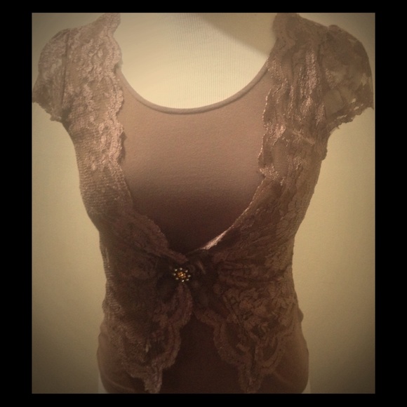 Anthropologie Lace Sleeve Top by RicRac - Size XS