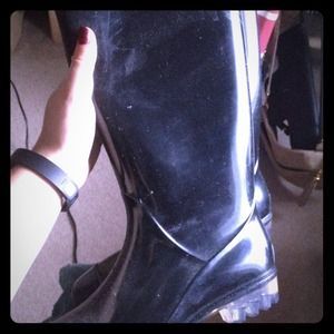 Coach black rain boats size 7!! Never worn ☔️