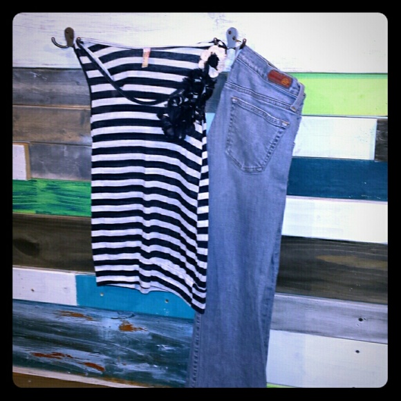 Nautical inspire navy & cream striped sweater tank