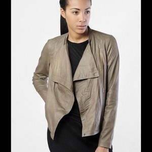 VINCE PAPER LEATHER COWL NECK JACKET