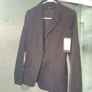 H&M brown pinstripe business blazer