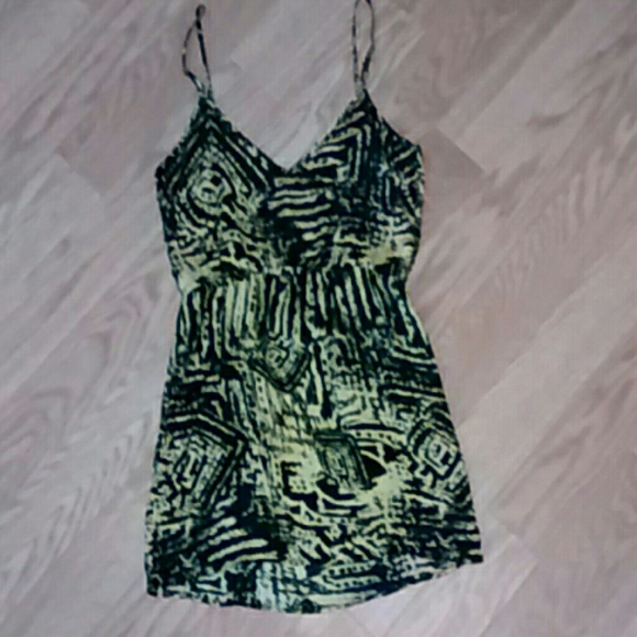 Yellow and Black Spaghetti Strap Dress