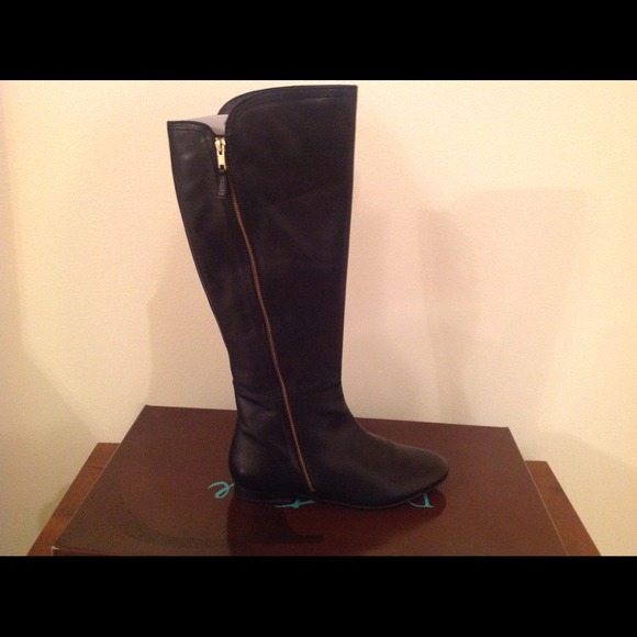 Double Zip Black LEATHER boots SZ 10