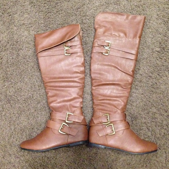 Brown over the knee riding boots