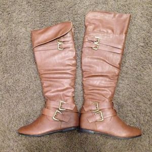 Brown over the knee riding boots