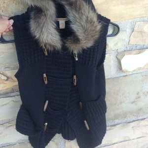 Fur trimmed hood vest