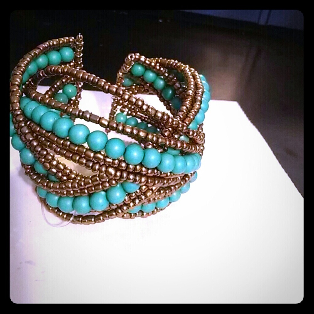 Turquoise and gold cuff bracelet