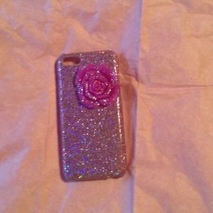 Purple glitter flower iPhone 5c case