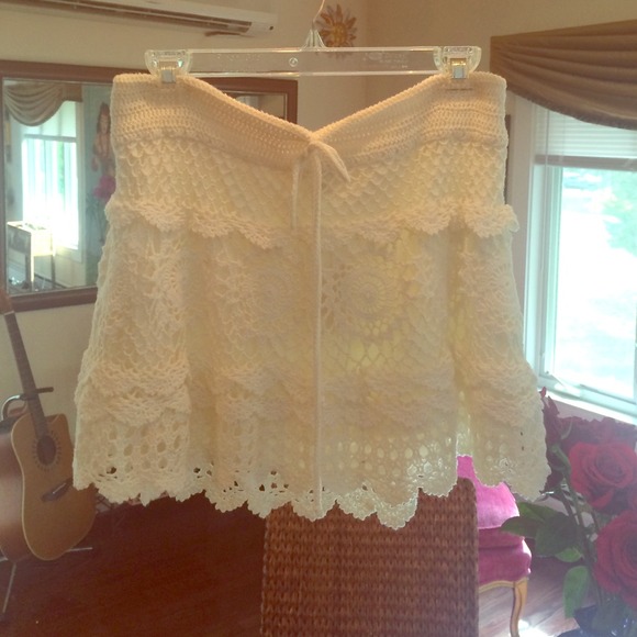 Boho Cream Crochet Skirt