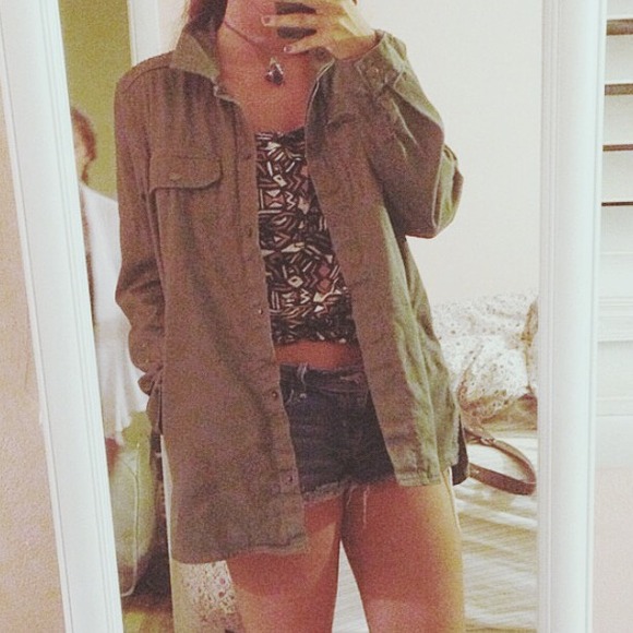 Oversized army green military coat/ jacket