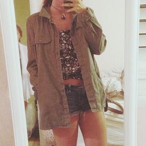 Oversized army green military coat/ jacket