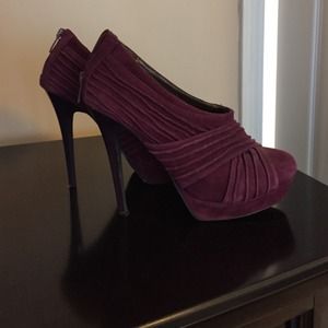 Purple platform booties