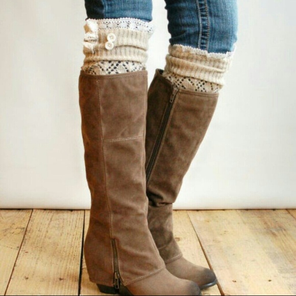 Brand new crochet and lace leg warmers