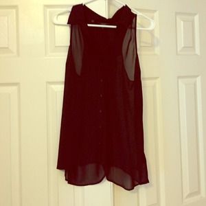 Black sleeveless button up
